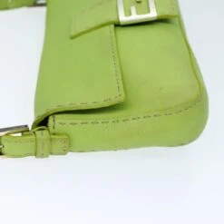 Brand Street FENDI Celeria Mamma Baguette Shoulder Bag Leather Green Auth Yk12521 -Best Jewelry Store yk12521 5