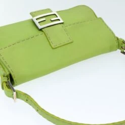 Brand Street FENDI Celeria Mamma Baguette Shoulder Bag Leather Green Auth Yk12521 -Best Jewelry Store yk12521 6