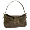 Brand Street FENDI Zucchino Canvas Mamma Baguette Shoulder Bag Brown Auth Yk7943 -Best Jewelry Store yk7943 1