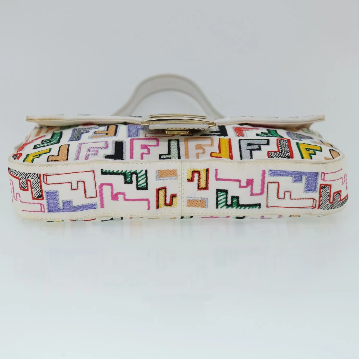 Brand Street FENDI Zucca Canvas Embroidery Mamma Baguette Bag 2way Multicolor Auth Yk8631A 7 Brand Street FENDI Zucca Canvas Embroidery Mamma Baguette Bag 2way Multicolor Auth Yk8631A - Image 5