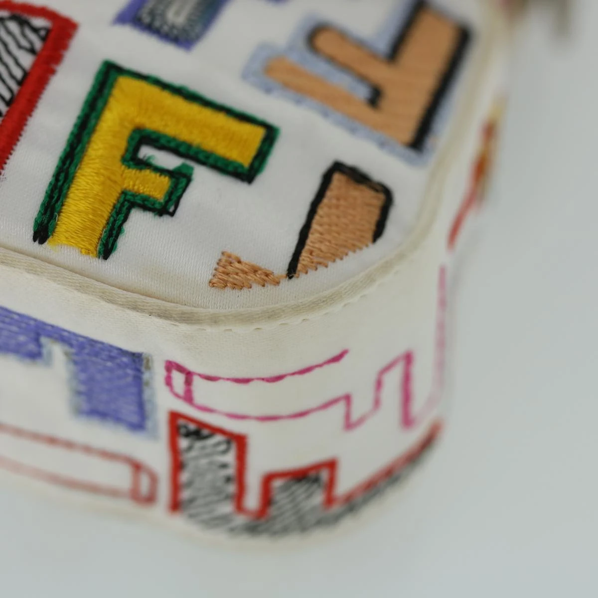 Brand Street FENDI Zucca Canvas Embroidery Mamma Baguette Bag 2way Multicolor Auth Yk8631A 11 Brand Street FENDI Zucca Canvas Embroidery Mamma Baguette Bag 2way Multicolor Auth Yk8631A - Image 9