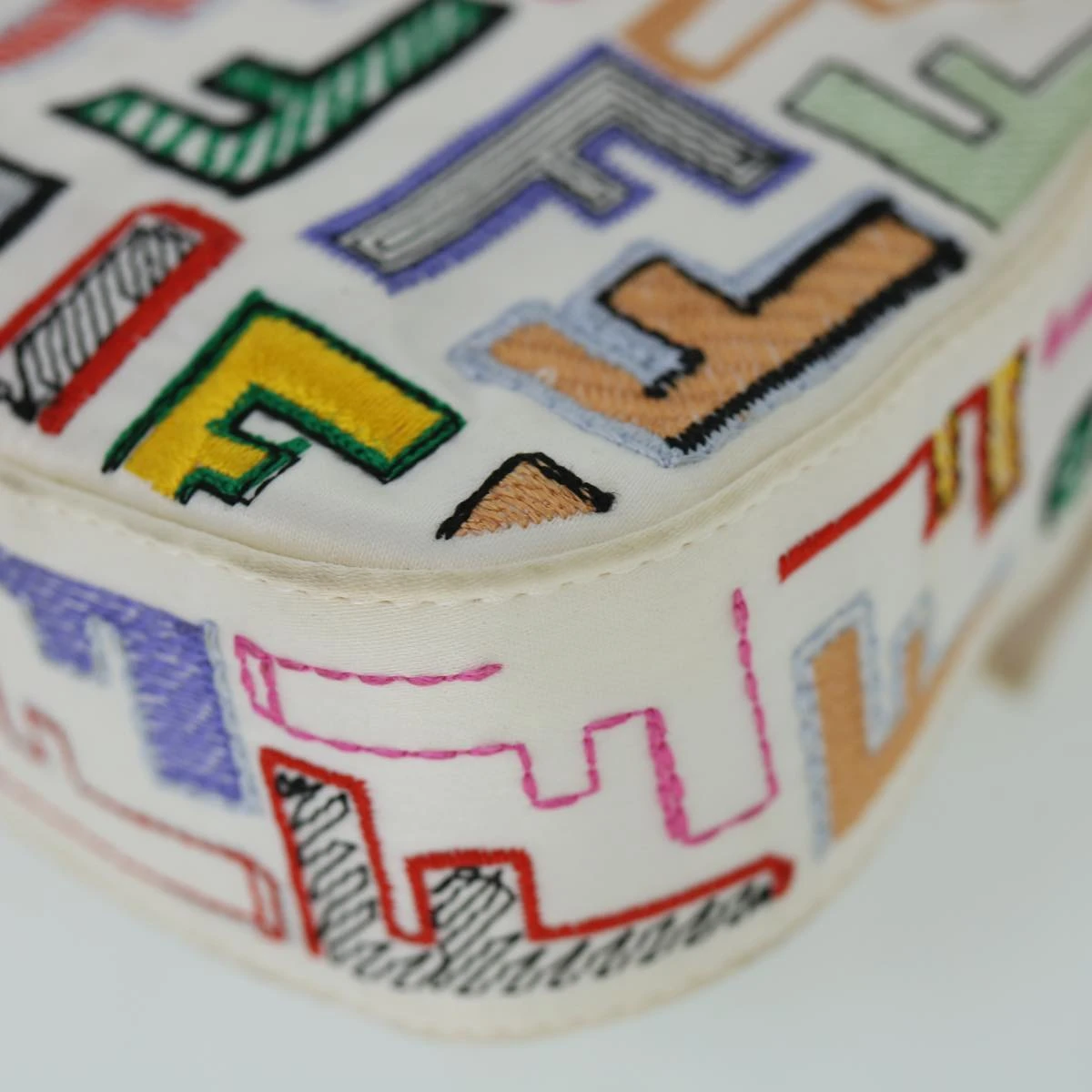 Brand Street FENDI Zucca Canvas Embroidery Mamma Baguette Bag 2way Multicolor Auth Yk8631A 18 Brand Street FENDI Zucca Canvas Embroidery Mamma Baguette Bag 2way Multicolor Auth Yk8631A - Image 16