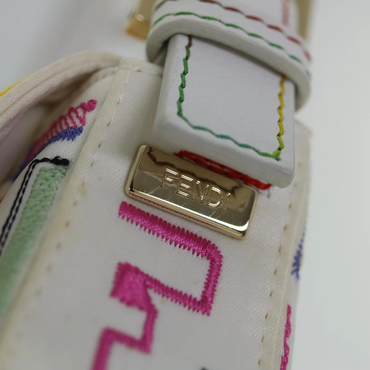 Brand Street FENDI Zucca Canvas Embroidery Mamma Baguette Bag 2way Multicolor Auth Yk8631A 20 Brand Street FENDI Zucca Canvas Embroidery Mamma Baguette Bag 2way Multicolor Auth Yk8631A - Image 18