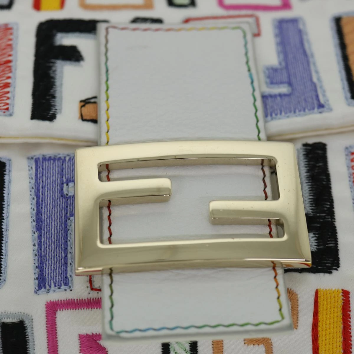 Brand Street FENDI Zucca Canvas Embroidery Mamma Baguette Bag 2way Multicolor Auth Yk8631A 21 Brand Street FENDI Zucca Canvas Embroidery Mamma Baguette Bag 2way Multicolor Auth Yk8631A - Image 19