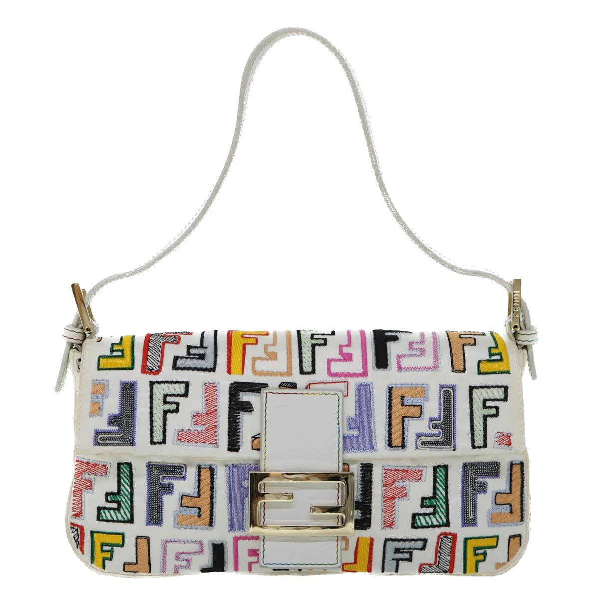 Brand Street FENDI Zucca Canvas Embroidery Mamma Baguette Bag 2way Multicolor Auth Yk8631A 15 Brand Street FENDI Zucca Canvas Embroidery Mamma Baguette Bag 2way Multicolor Auth Yk8631A - Image 13