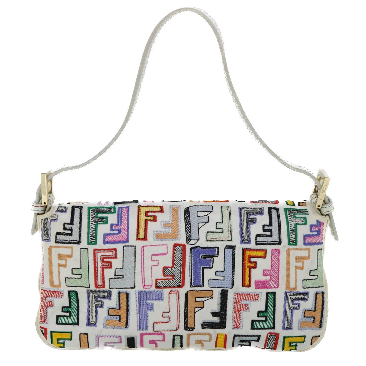 Brand Street FENDI Zucca Canvas Embroidery Mamma Baguette Bag 2way Multicolor Auth Yk8631A 4 Brand Street FENDI Zucca Canvas Embroidery Mamma Baguette Bag 2way Multicolor Auth Yk8631A - Image 2