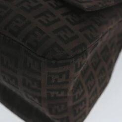Brand Street FENDI Zucchino Canvas Mamma Baguette Shoulder Bag Black Auth Yk9359 -Best Jewelry Store yk9359 10