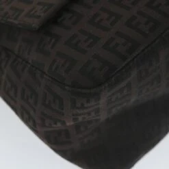 Brand Street FENDI Zucchino Canvas Mamma Baguette Shoulder Bag Black Auth Yk9359 -Best Jewelry Store yk9359 11